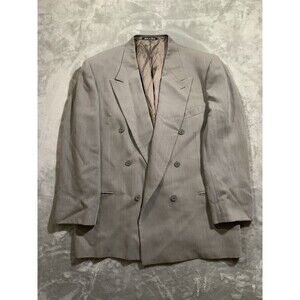 Vintage 80s 90s Mani Armani Double Breasted Herringbone Blazer Size 44 Preppy